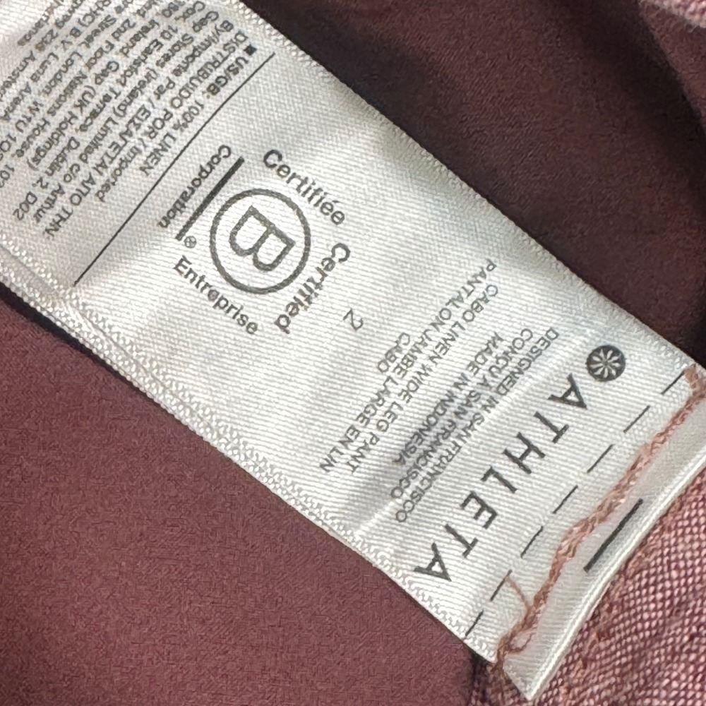 Athleta caboLinen Pants Drawstring Waist Wide‎ Leg Casual Comfort Rose - Picture 7 of 8